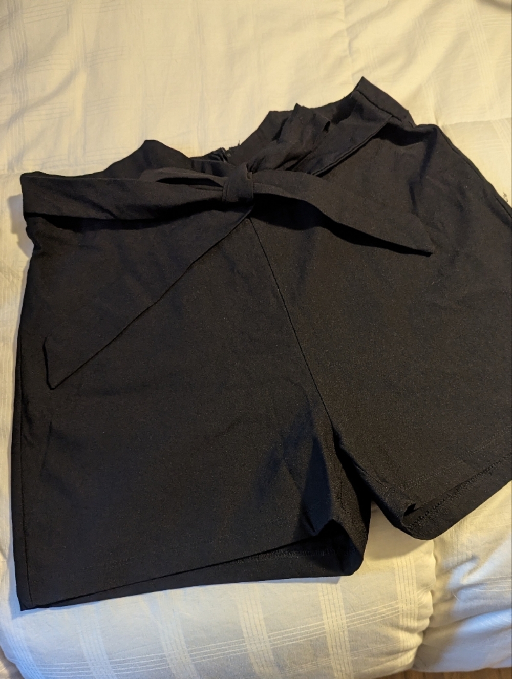 Fashion Nova Black High-Waist Paperbag Tie Shorts